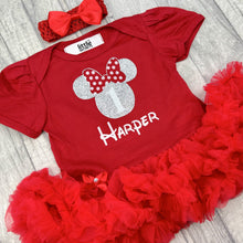 Load image into Gallery viewer, Baby Girl 1st Birthday Dress Personalised Minnie Mouse Red Tutu Romper - Little Secrets Clothing