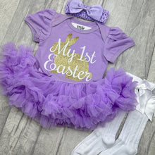 Load image into Gallery viewer, Baby Girls 1st Easter Lilac Outfit Set