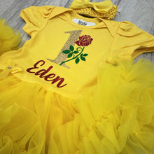 Load image into Gallery viewer, Personalised Disney 1st Birthday Tutu Romper, Princess Belle Dress