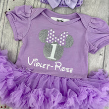Load image into Gallery viewer, Personalised Disney 1st Birthday Minnie Mouse Outfit, Tutu Romper Dress Set