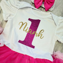 Load image into Gallery viewer, Personalised 1st Birthday Tutu Romper Party Dress