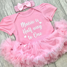 Load image into Gallery viewer, Half Way To One Personalised 6 Months Old Baby Girl Tutu Romper