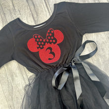 Load image into Gallery viewer, Girls Birthday Minnie Mouse Black Tutu Dress, 3rd Birthday