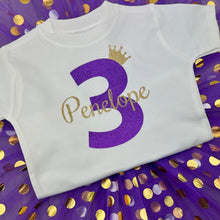 Load image into Gallery viewer, Girls Personalised 3rd Birthday Purple Polka Dot Set
