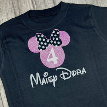 Load image into Gallery viewer, Personalised Minnie Mouse Birthday T-Shirt