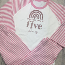 Load image into Gallery viewer, When I Wake Up Personalised Birthday Girls Pink Pyjamas with Rainbow Design