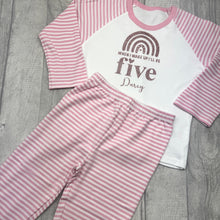 Load image into Gallery viewer, When I Wake Up Personalised Birthday Girls Pink Pyjamas with Rainbow Design