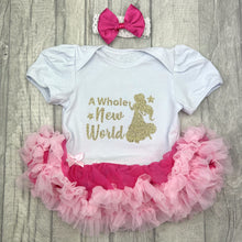 Load image into Gallery viewer, Aladdin Theme, Princess Jasmine, A Whole New World Baby Girl Tutu Romper With Headband