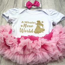 Load image into Gallery viewer, Aladdin Theme, Princess Jasmine, A Whole New World Baby Girl Tutu Romper With Headband