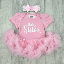 Load image into Gallery viewer, Baby Sister Newborn Baby Girl Tutu Romper with Matching Bow Headband