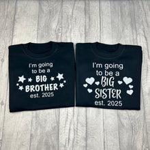 Load image into Gallery viewer, Baby Announcement Sibling T-Shirt, Personalised Big Brother, Big Sister Top