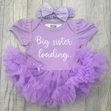 Load image into Gallery viewer, Big Sister Loading.. Baby Girl Tutu Romper, Baby Announcement