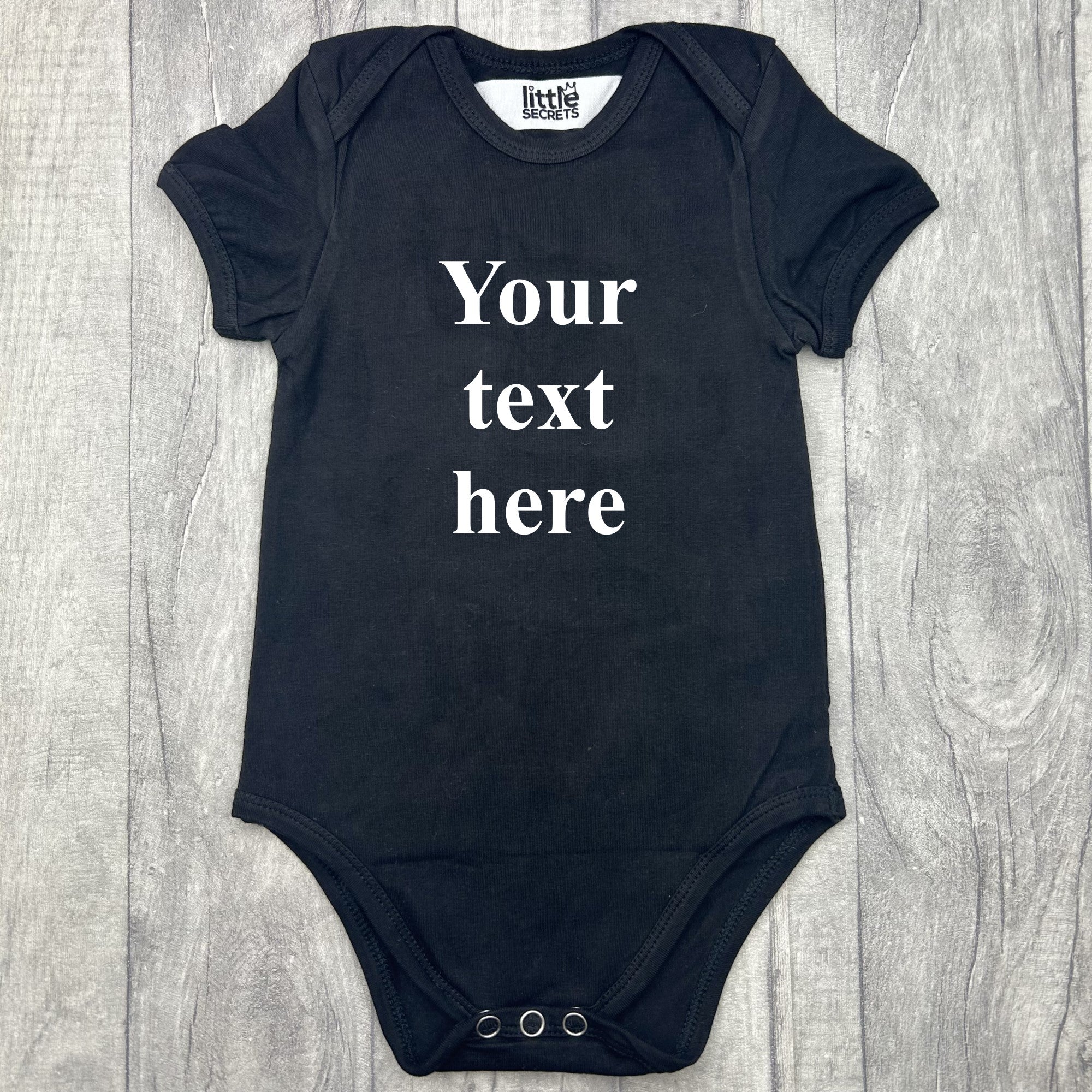 Custom Your Own Black Short Sleeve Baby Romper