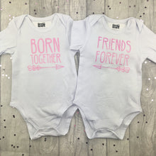 Load image into Gallery viewer, Twins Born Together, Friends Forever Baby Romper Vest - Light Pink Design