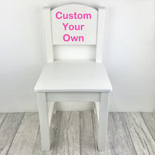 Load image into Gallery viewer, Personalised Baby Girl or Boy 'Custom Your Own' Design White Wooden Nursery Chair