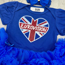 Load image into Gallery viewer, Eurovision Baby Girl Blue Tutu Romper Dress