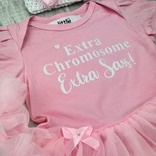 Load image into Gallery viewer, Extra Chromosome Extra Sass! Newborn Baby Girl Tutu Romper