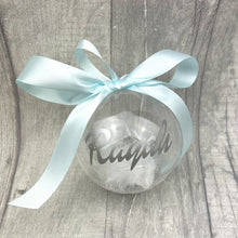 Load image into Gallery viewer, Personalised Feather Filled Christmas Bauble, Remembrance/ Memorial Bauble
