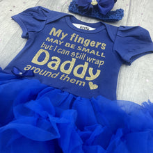 Load image into Gallery viewer, My fingers may be small" Baby Girl Tutu Romper With Matching Bow Headband - Little Secrets Clothing