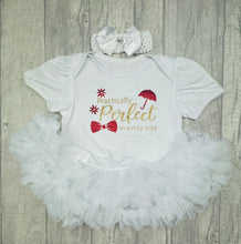 Load image into Gallery viewer, Disney Mary Poppins Baby Girl Tutu Romper With Matching Bow Headband
