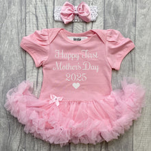 Load image into Gallery viewer, Happy First Mother's Day 2025 Baby Girl Light Pink Tutu Romper With Headband