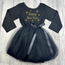 Load image into Gallery viewer, Girls New Year Party Dress, Black Long Sleeve Tutu Dress, Christmas Outfit