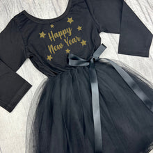 Load image into Gallery viewer, Girls New Year Party Dress, Black Long Sleeve Tutu Dress, Christmas Outfit