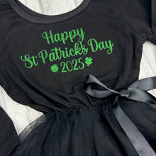 Load image into Gallery viewer, Girls St Patrick's Day Black Long Sleeve Tutu Dress, Irish Princess