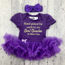 Load image into Gallery viewer, Personalised Hand Picked for Earth by my.. in Heaven Tutu Romper