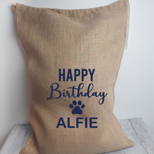 Load image into Gallery viewer, Personalised Pet Happy Birthday Present Hessian Gift Sack