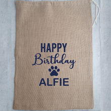 Load image into Gallery viewer, Personalised Pet Happy Birthday Present Hessian Gift Sack