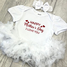 Load image into Gallery viewer, Happy Mother's Day Baby Girl Tutu Romper With Matching Bow Headband