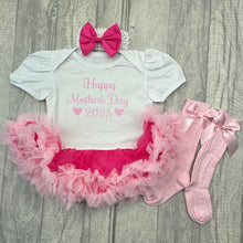 Load image into Gallery viewer, Happy Mother's Day 2025 Baby Girl Tutu Romper With Headband, Pink Glitter