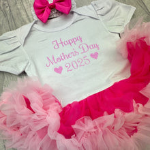 Load image into Gallery viewer, Happy Mother's Day 2025 Baby Girl Tutu Romper With Headband, Pink Glitter