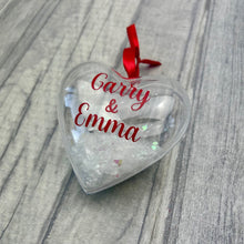 Load image into Gallery viewer, Personalised Christmas Heart Bauble for Couples