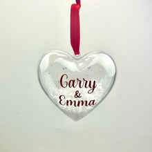 Load image into Gallery viewer, Personalised Christmas Heart Bauble for Couples
