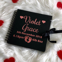 Load image into Gallery viewer, Personalised Newborn Baby Details Small Scrapbook, Christening Gift