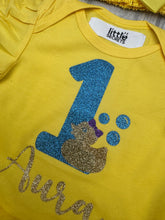 Load image into Gallery viewer, Personalised Rubber Duck 1st Birthday Yellow Tutu Romper Outfit with Headband