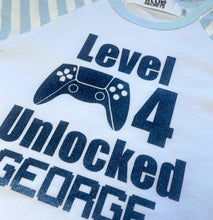 Load image into Gallery viewer, Personalised Game Blue Stripe Birthday Pyjamas - Little Secrets Clothing