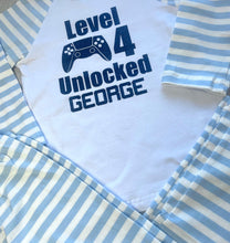Load image into Gallery viewer, Personalised Game Blue Stripe Birthday Pyjamas - Little Secrets Clothing