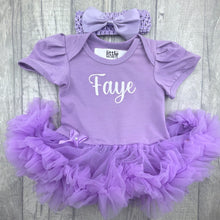 Load image into Gallery viewer, Personalised Newborn Baby Girl Light Purple Tutu Romper
