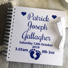 Load image into Gallery viewer, Personalised Newborn Baby Details Small Scrapbook, Christening Gift