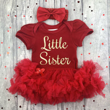Load image into Gallery viewer, Little Sister Baby Girl Tutu Romper With Matching Bow Headband