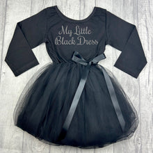 Load image into Gallery viewer, My Little Black Dress Girls Long Sleeve Black Tutu Dress