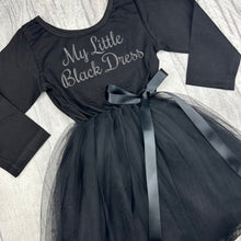 Load image into Gallery viewer, My Little Black Dress Girls Long Sleeve Black Tutu Dress
