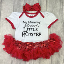 Load image into Gallery viewer, My Mummy & Daddy's Little Monster Baby Girl Tutu Romper With Headband, Halloween