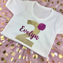 Load image into Gallery viewer, Girls Personalised Little Mermaid Birthday Outfit Set - Little Secrets Clothing