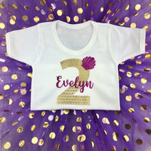 Load image into Gallery viewer, Girls Personalised Little Mermaid Birthday Outfit Set - Little Secrets Clothing