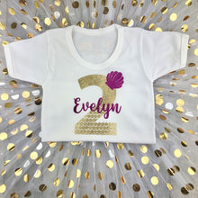 Load image into Gallery viewer, Girls Personalised Little Mermaid Birthday Outfit Set - Little Secrets Clothing