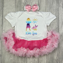Load image into Gallery viewer, Personalised Baby Girls Disney Moana Tutu Romper with Headband - white with pink tutu.